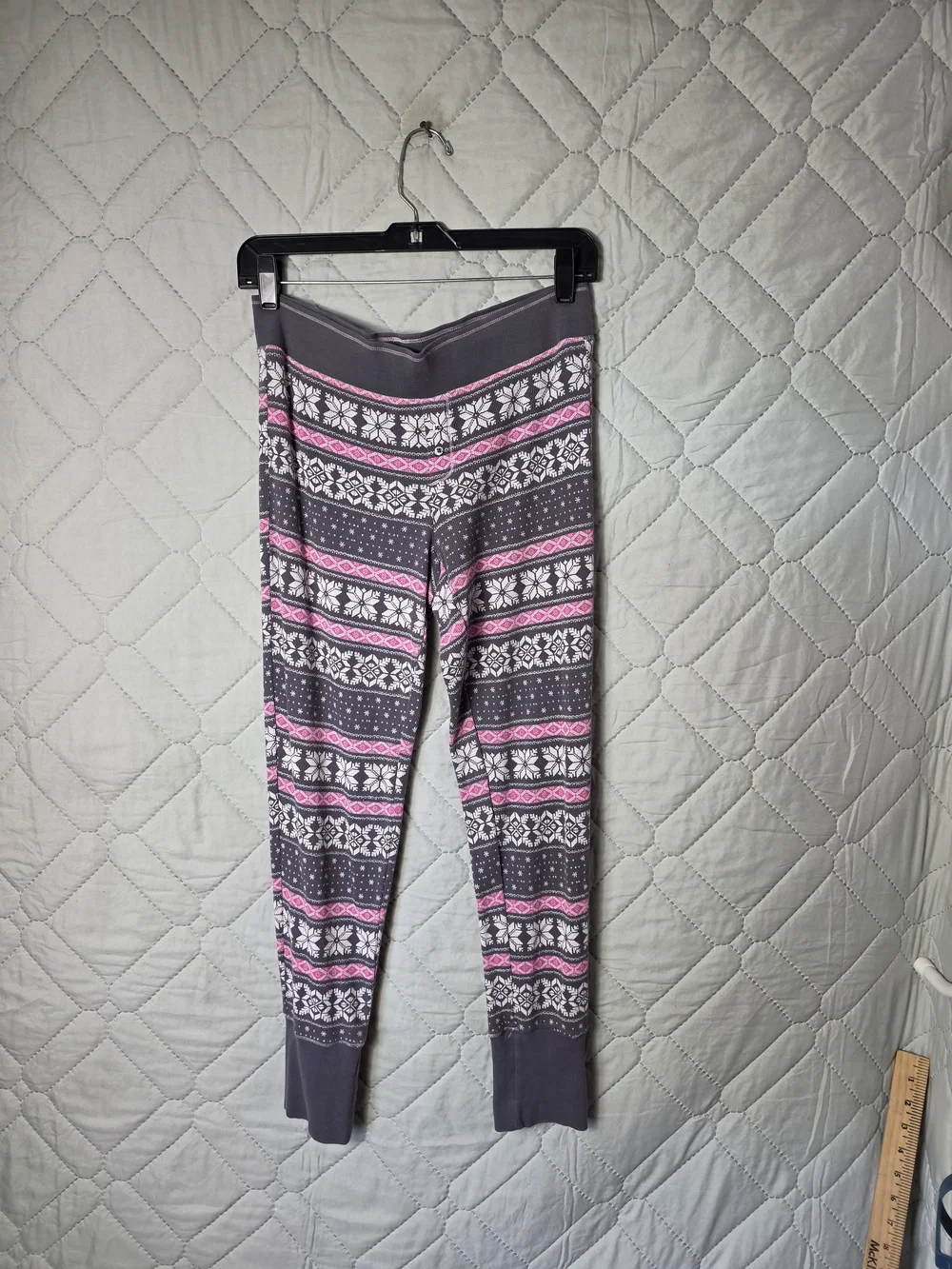 Victoria's Secret Cozy Gray & Pink Fair Isle Pajama Set Sz Small